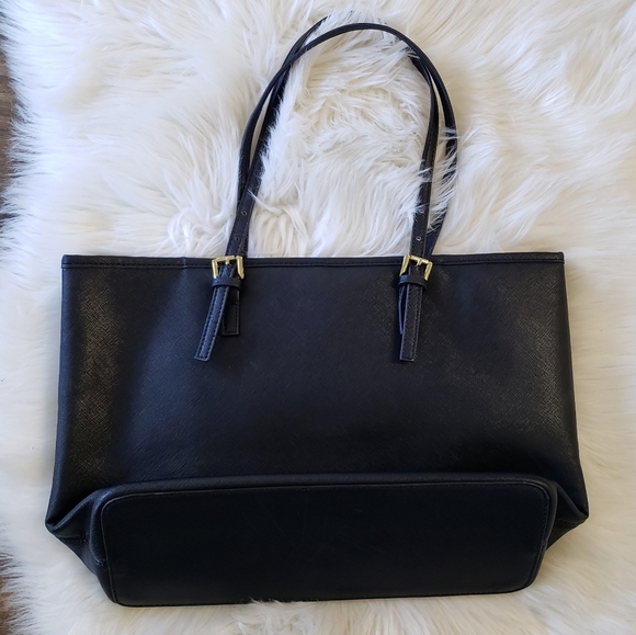 Michael Kors Jet Set Saffiano Black Leather Tote - Picture 3 of 8